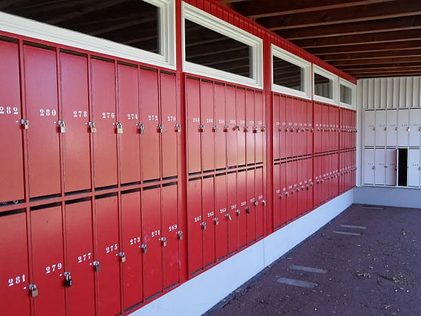 istock red lockers in front of a changing room 454272461