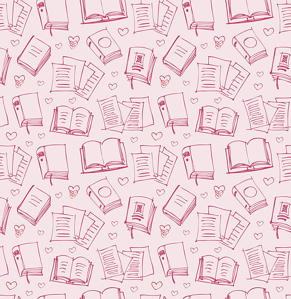 Pattern for girls with books, papers and hearts Pattern for girls with books, papers and hearts book backgrounds stock illustrations
