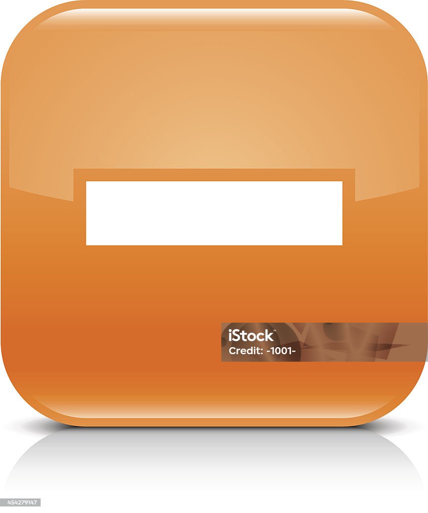 Ícone de Sinal de Subtração laranja brilhante, web botão Praça Redonda - Vetor de Botão - Peça de Máquina royalty-free