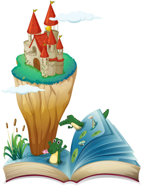 istock Open book with image of a castle in island 454279153