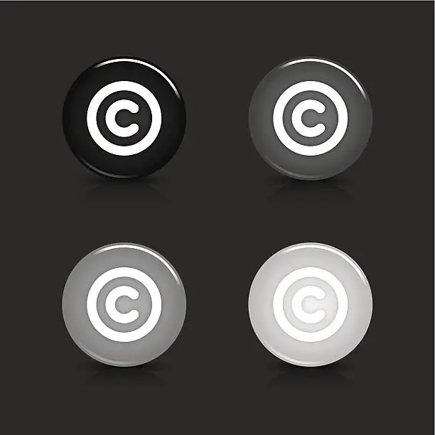 Vector illustration of Copyright sign circle icon gray black web internet button