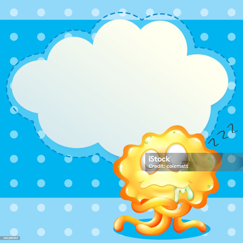 Dormir orange monster devant le vide modèle nuage - clipart vectoriel de Bulle de dialogue libre de droits