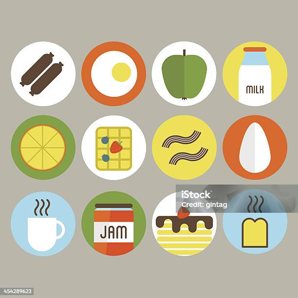 Śniadanie Ikony Żywności - Stockowe grafiki wektorowe i więcej obrazów Bekon - Bekon, Bez ludzi, Białko