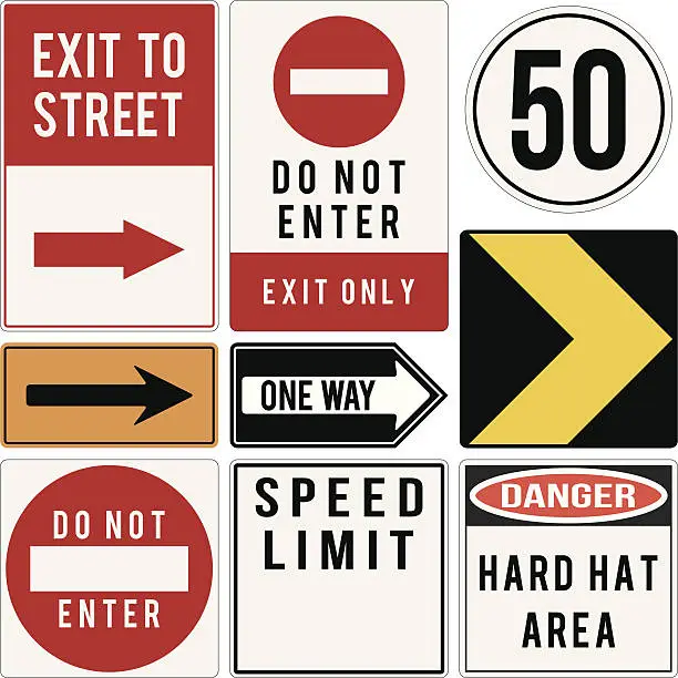 Vector illustration of vector various road and warning signs