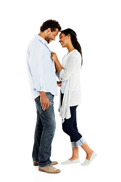 istock Romantic african couple standing together 454299237