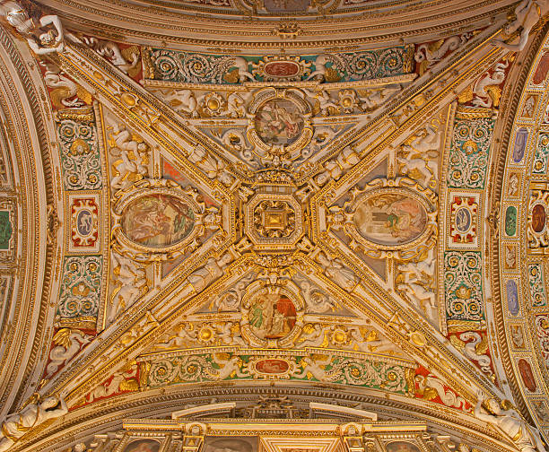 istock Bergamo - Ceiling of side nave from cathedral 454302051