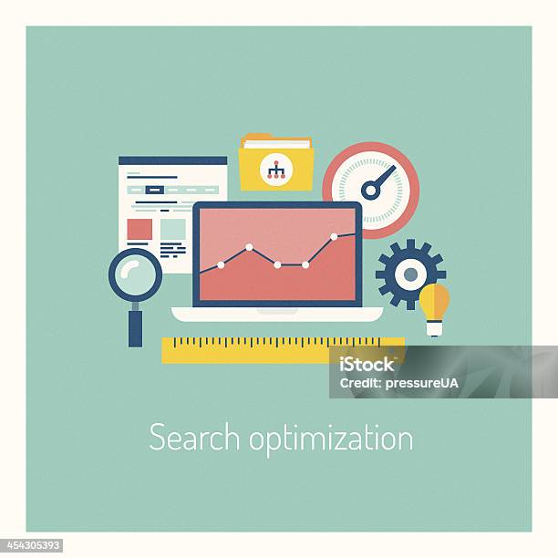 Search Optimization Icons On Blue Background Stock Illustration - Download Image Now - Icon Symbol, Organization, Abstract