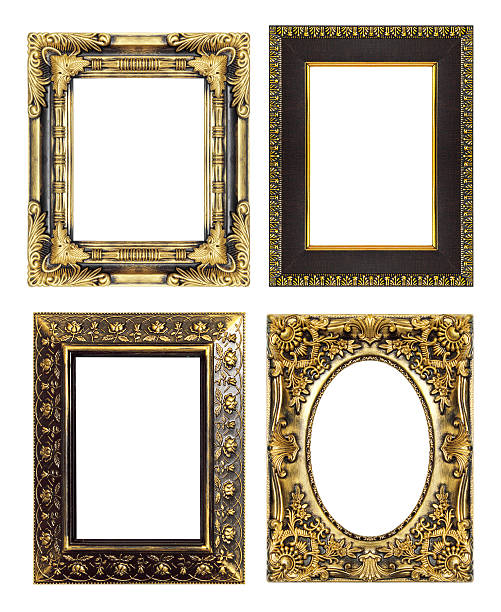 istock The antique gold frame set on  white background 454316715