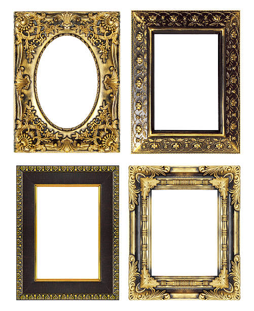 istock The antique gold frame set on  white background 454316751