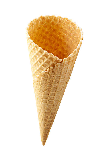 ice cream wafer cone isolated ice cream wafer cone close-up isolated on white background ice cream with wafer rolls stock pictures, royalty-free photos & images