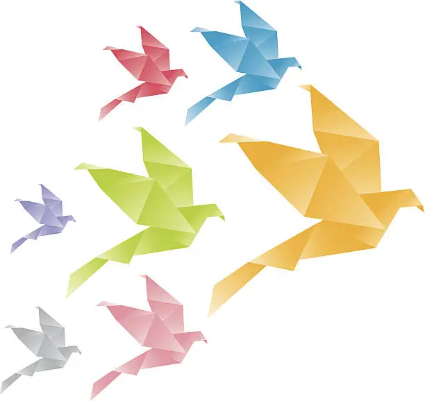Vector illustration of Origami cranes