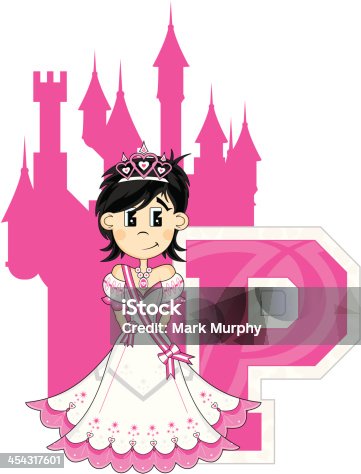 istock Cute Fairytale Princess Learning Letter P 454317601