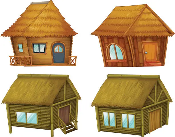 Vector illustration of Set of cabins