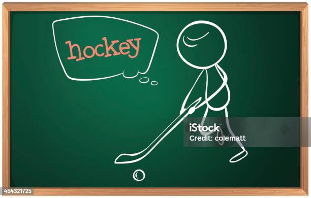 Tableau Noir Avec Un Joueur De Hockey Sur Glace Vecteurs libres de droits et plus d'images vectorielles de Au bord de - Au bord de, Blanc, Bulle de dialogue