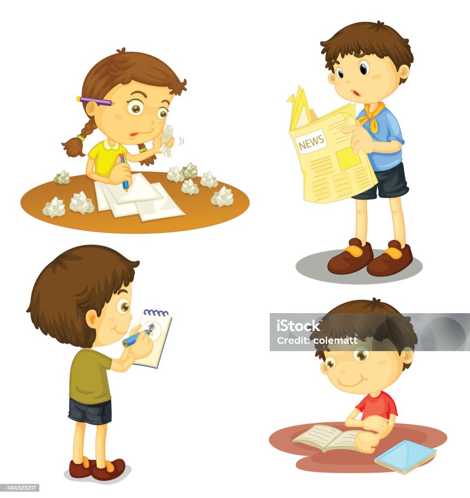 four kids four kids on a white background Adult stock vector