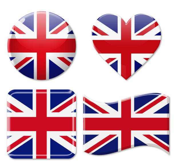 United Kingdom Flags & Icon Set Isolated on White