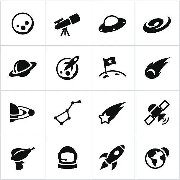 Vector illustration of Black Astronomy Icons