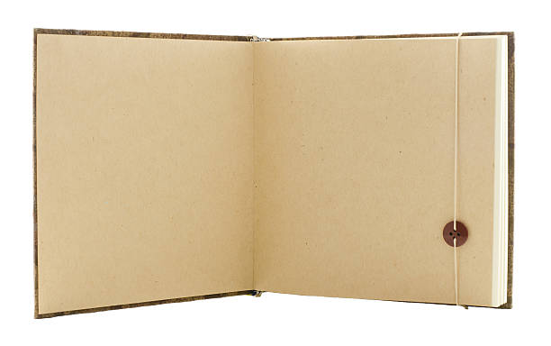 istock Two empty brown paper pages isolated on white background 454336609