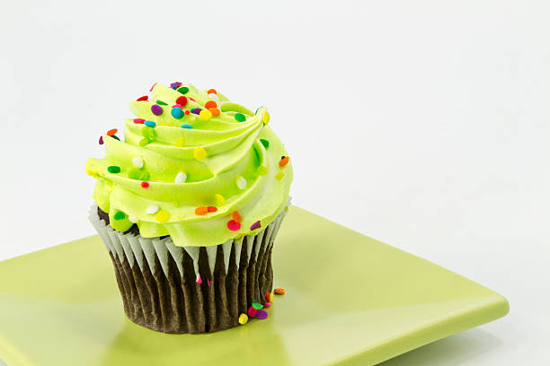 istock Festive chocolate cupcake with green frosting 454337589
