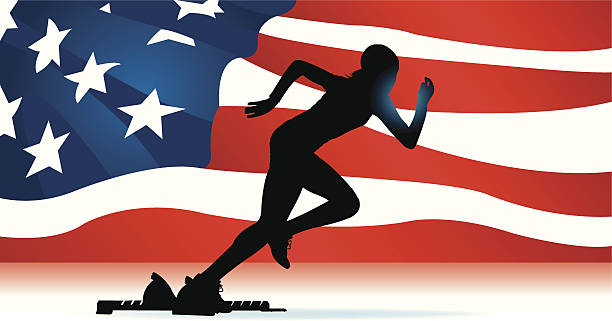 istock Track and Field - Women Sprint USA Background 454341219