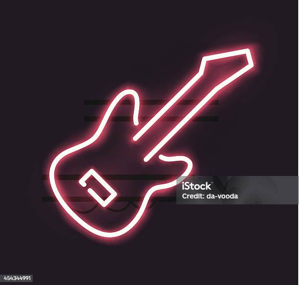 Vetores de Placa De Neon Guitarra e mais imagens de Cor neon - Cor neon, Néon, Violão