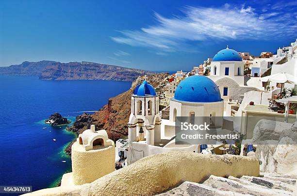 Whiteblue Santorini Stock Photo - Download Image Now - Aegean Sea, Architectural Dome, Architecture