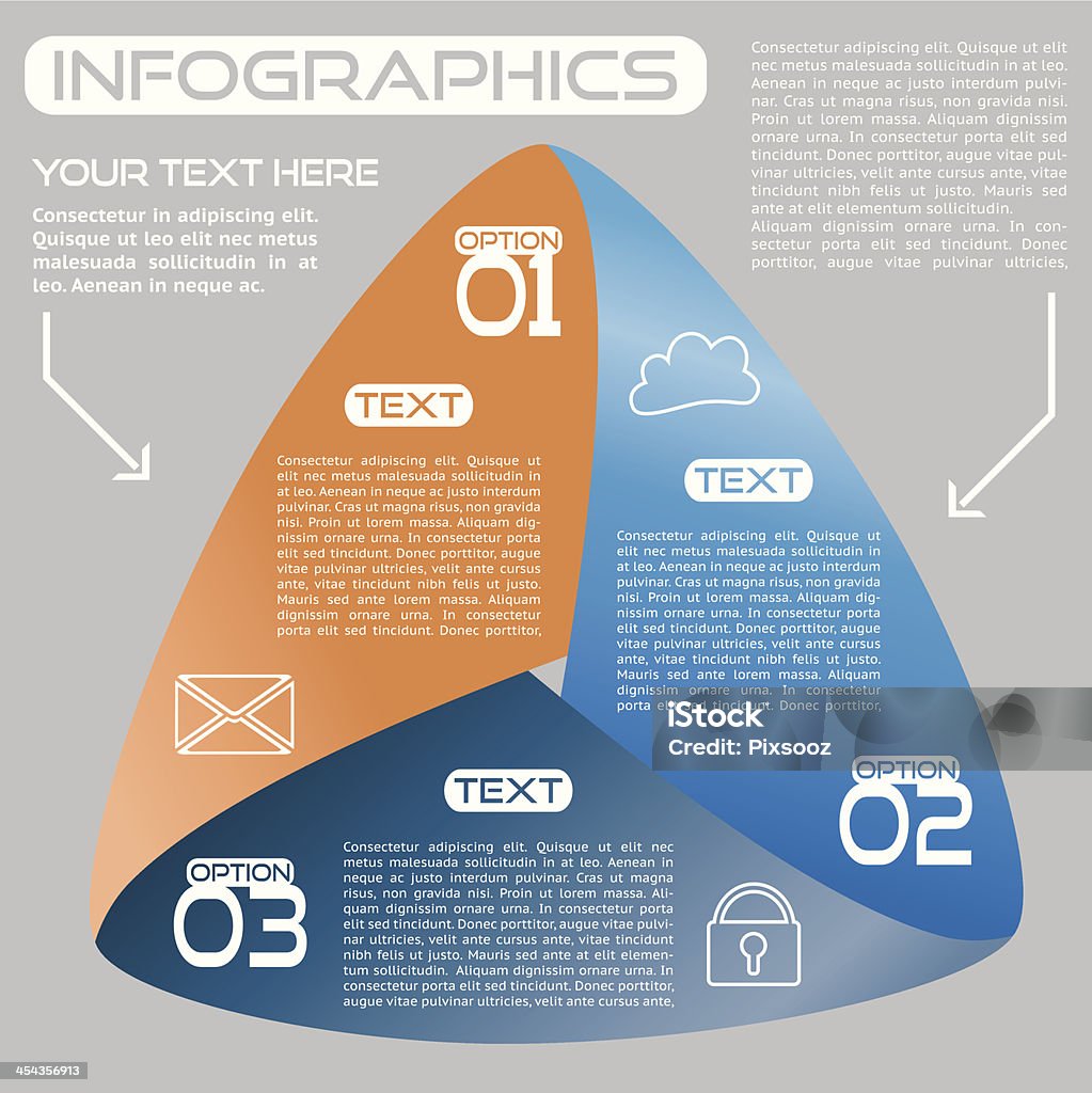 인포그래픽 옵션 무한함 리본상 밝은 세 가지 방법 - 로열티 프리 0명 벡터 아트