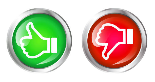 istock Green thumbs up and red thumbs down buttons 454356937