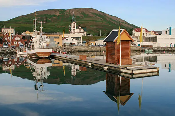 Port of Husavik in northern Iceland.