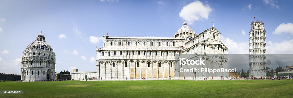 Piazza dei Miracoli in Pisa, Tuscany Panoramic image (made with more images) of Piazza dei Miracoli in Pisa, Tuscany Green Color Stock Photo