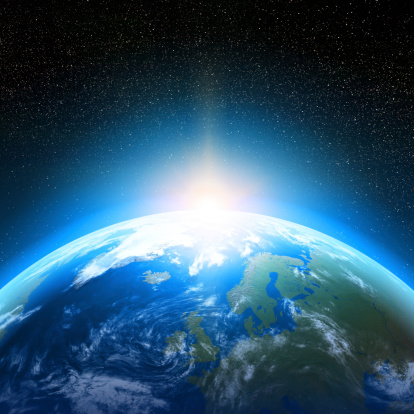 Azul y verde imagen de la Tierra desde el espacio photo