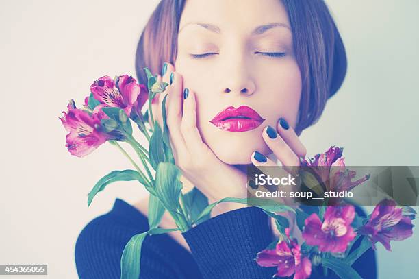 Beautiful Lady With Flowers Stock Photo - Download Image Now - 20-24 Years, 20-29 Years, Adult