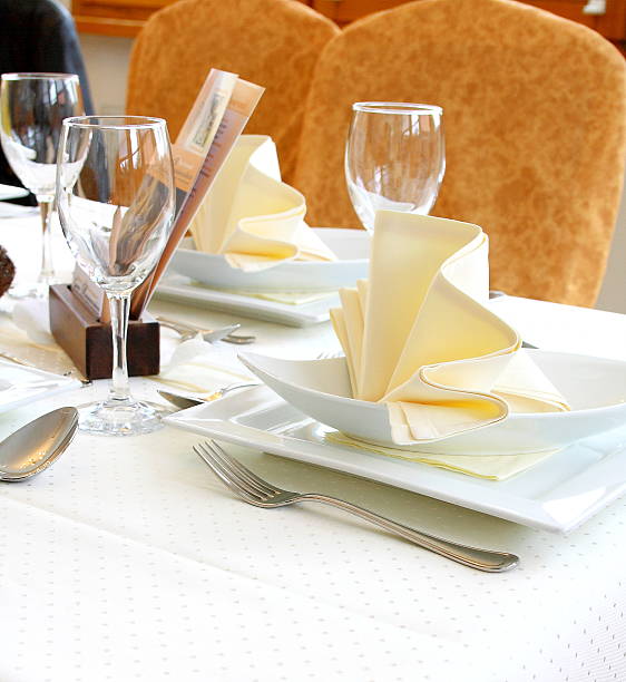 istock Decorated table in restaurant waiting for two person 454365247