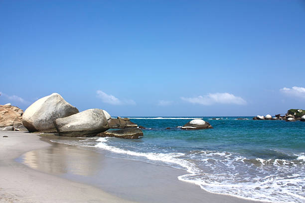 Tayrona National Park is located in the Caribbean Region in Colombia. 34 km from the city of Santa Marta is one of the most important natural parks of Colombia. It is habitat for a large number of species distributed in regions with different climatic zones ranging from sea level to heights of 900 m. Of the 15,000 hectares of the park, 3,000 are marine area.