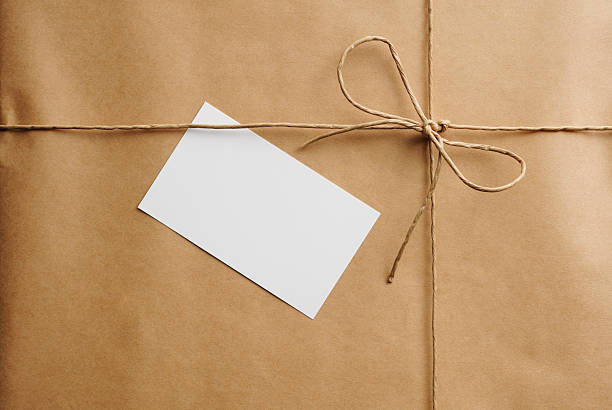 istock Close-up of brown package with a blank label 454366645