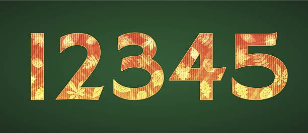 タイトル12345 Numbers 12345 In The Autumn Style Stock Illustration - Download