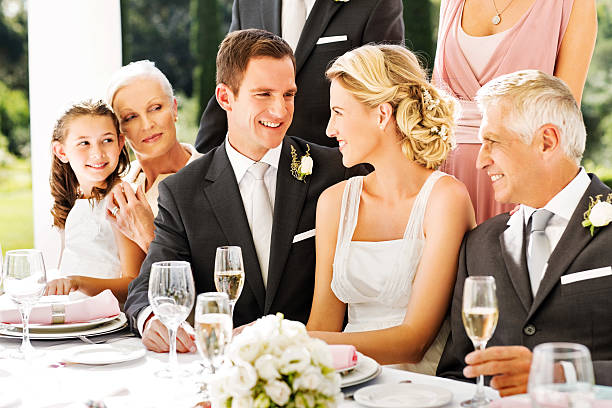 istock Bride And Groom Looking At Each Other During Reception 454369759