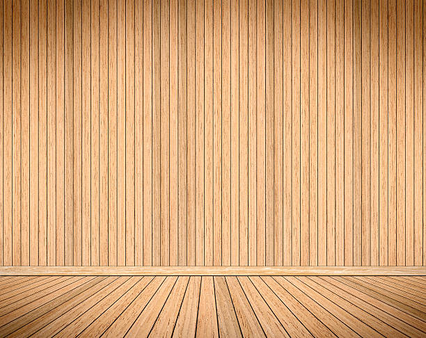 Light wood panel and floor backdrop stock photo