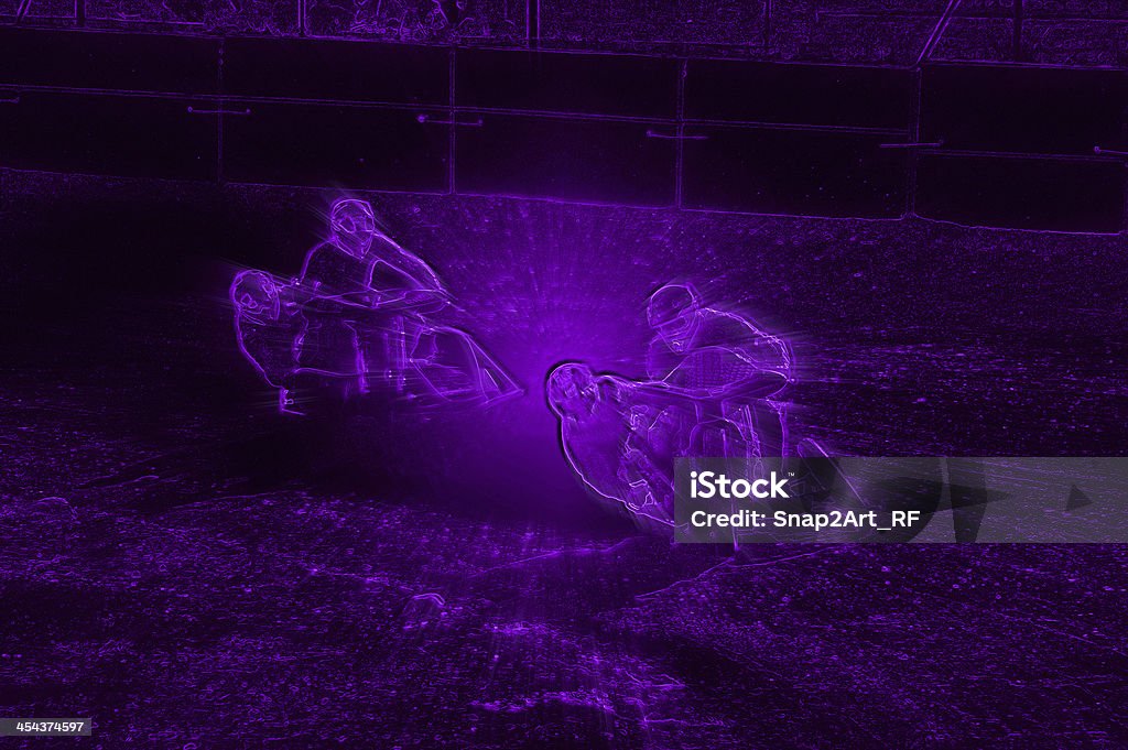 Abstrakte Neonviolett Feldweg Beiwagen Motorrad-Rennteilnehmer - Lizenzfrei Abstrakt Stock-Illustration