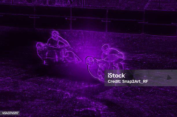Abstrakte Neonviolett Feldweg Beiwagen Motorradrennteilnehmer Stock Vektor Art und mehr Bilder von Abstrakt