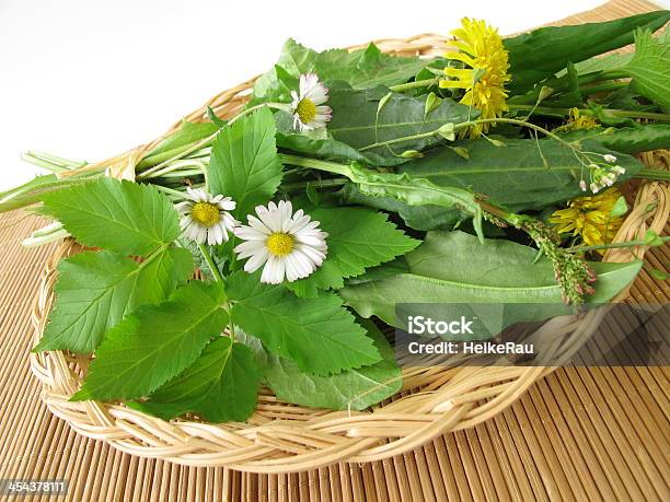 Wild Herbs In Basket Stock Photo - Download Image Now - Basket, Bouquet, Daisy