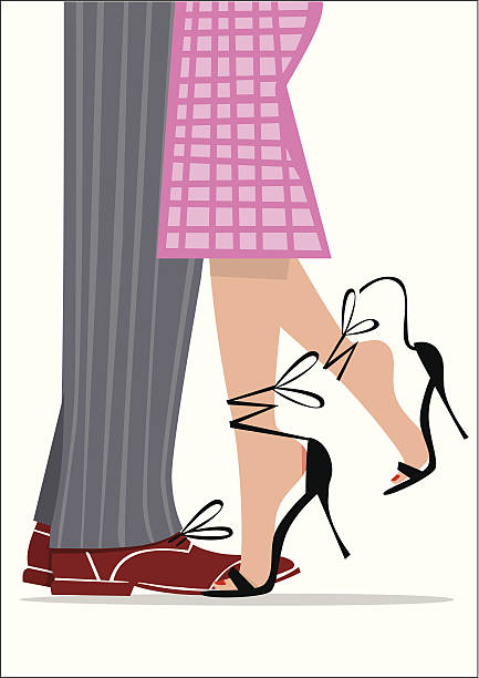 Vintage illustration of a couple dancing legs. Man and woman dancing. Legs of a couple dancing vintage. straight leg pants stock illustrations