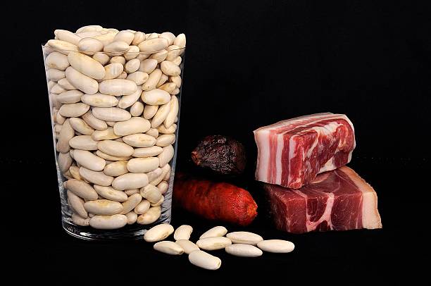 Bean stew. Asturian bean stew Ingredients fabes stock pictures, royalty-free photos & images