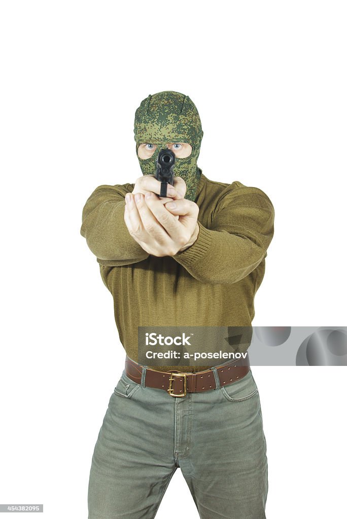 Homem com uma pistola objetivo - Foto de stock de Adulto royalty-free