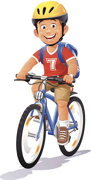 junge reiten fahrrad - cycling helmet cycling sports helmet isolated stock-grafiken, -clipart, -cartoons und -symbole