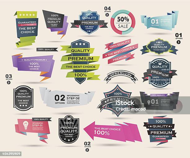 Set Of Vintage Labels Ribbon Retro Style Design Elements Stock Illustration - Download Image Now