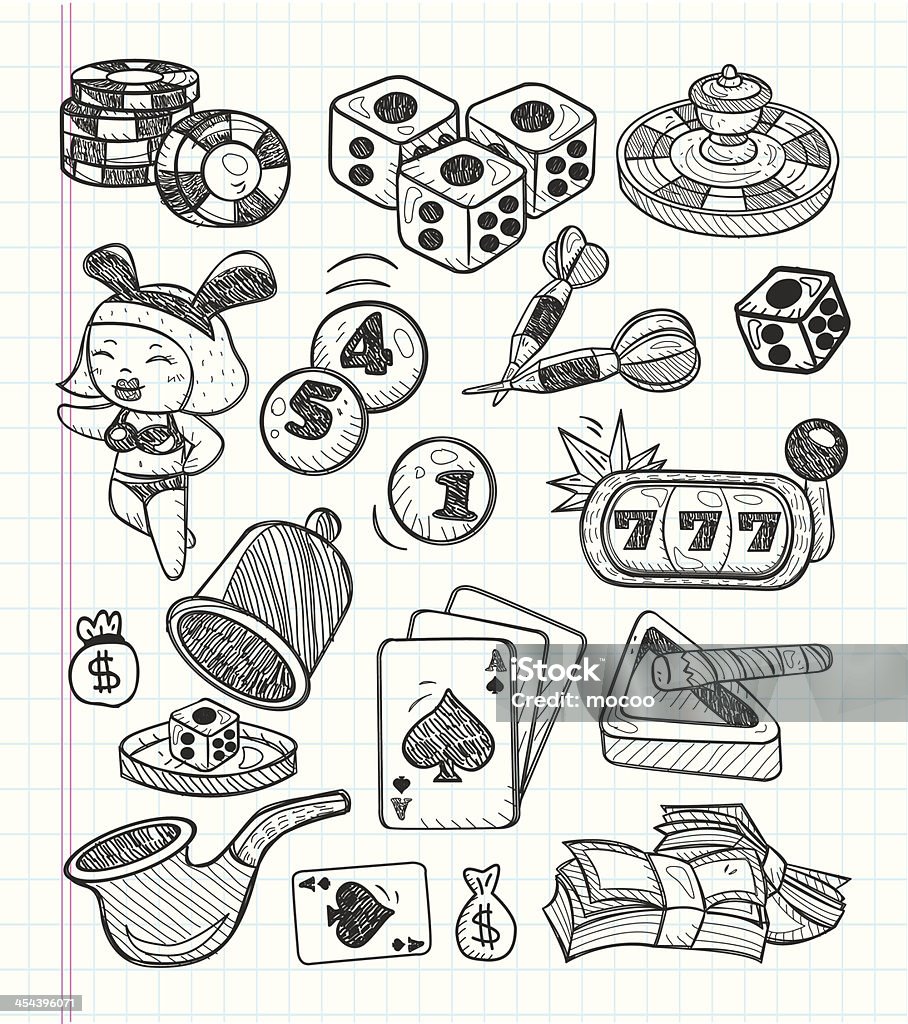 doodle icônes de casino - clipart vectoriel de Casino libre de droits