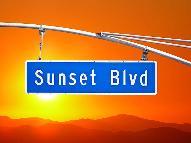 istock Sunset Blvd Sign with Orange Dusk Sky 454398063