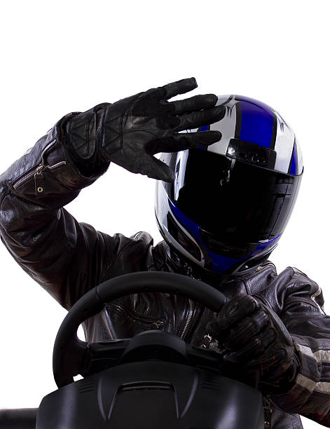 istock Racer Wearing a Helmet and Leather Protective Gear 454398647
