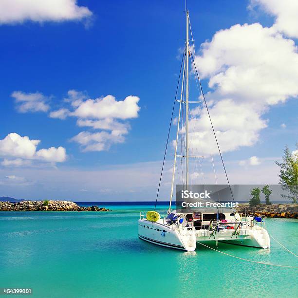Sailing In Seychelles Stock Photo - Download Image Now - Catamaran Sailing, Seychelles, Beach